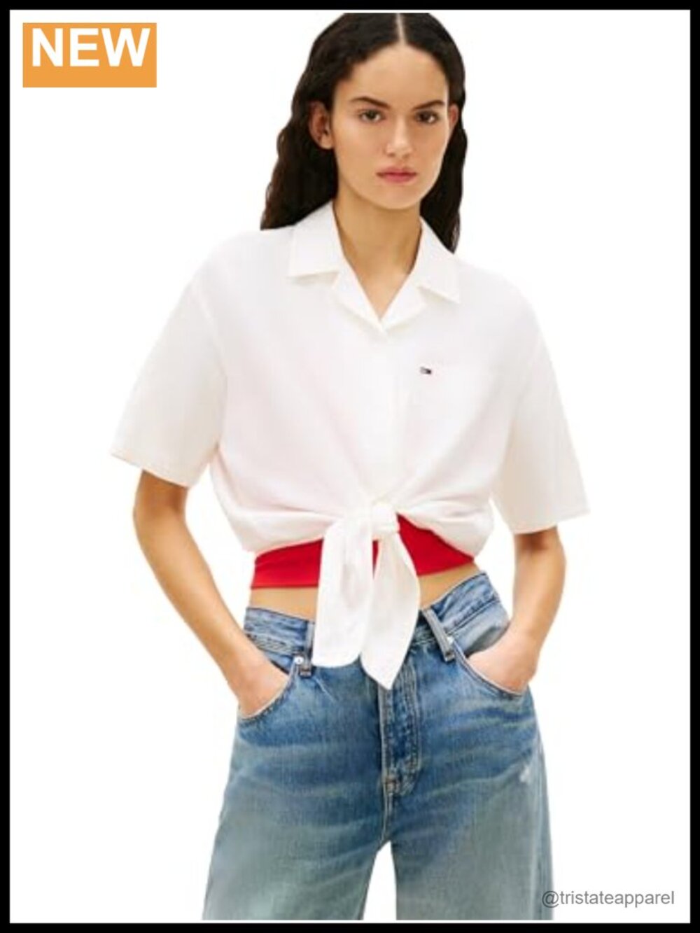 Cotton Linen Blend Women's Cropped Tie Blouse Short Sleeve Relaxed Fit